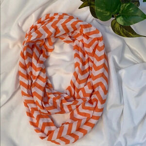 Orange and White chevron infinity scarf